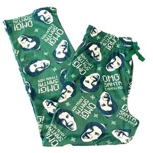 NWOT Elf Size XL “OMG! Santa! I Know Him!” Green Christmas PJ Pants New!